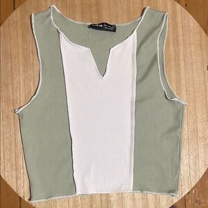 💙SHEIN Green and White Women's Top